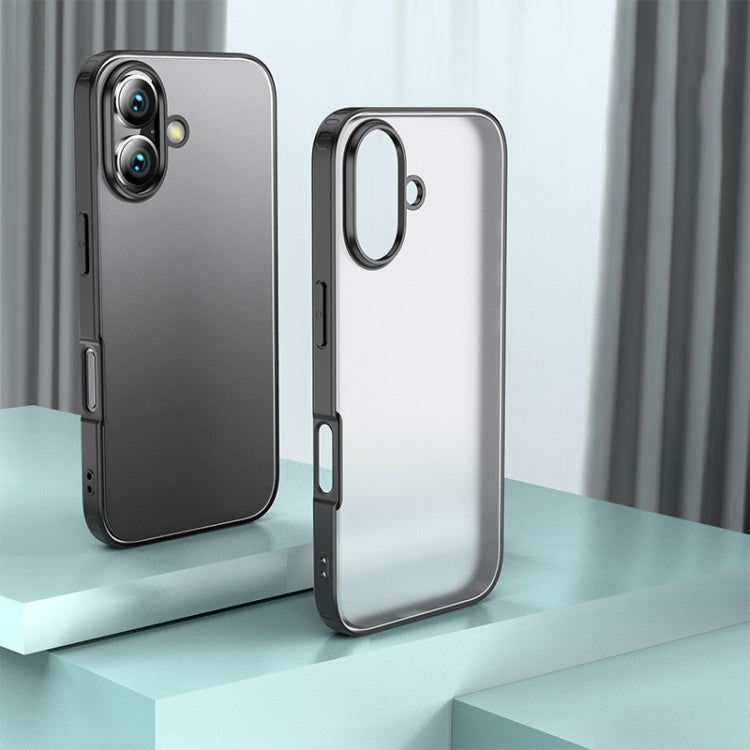 For iPhone 16 Armor Clear TPU Hard PC Phone Case(Matte Black) - iPhone 16 Cases by PMC TechLife | Online Shopping South Africa | PMC TechLife | Buy Now Pay Later Mobicred