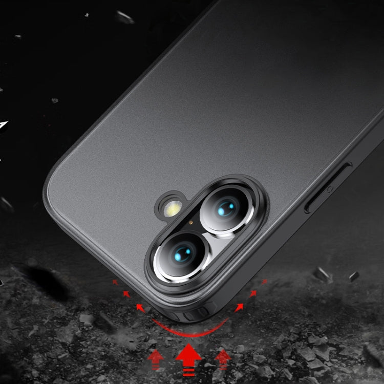 For iPhone 16 Armor Clear TPU Hard PC Phone Case(Matte Black) - iPhone 16 Cases by PMC TechLife | Online Shopping South Africa | PMC TechLife | Buy Now Pay Later Mobicred