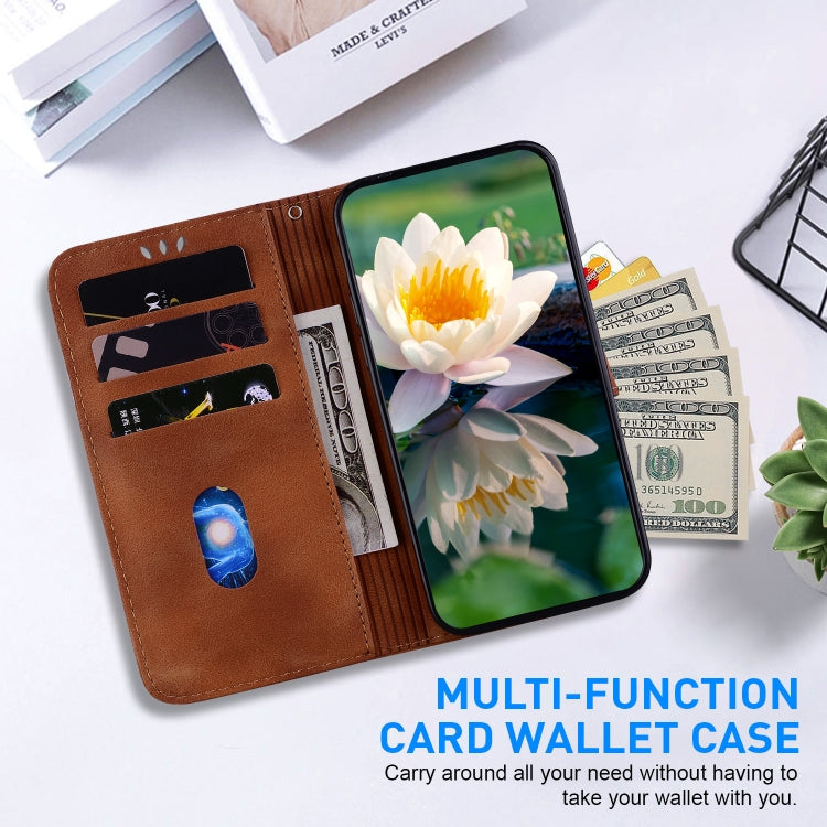 For Google Pixel 9 Lotus Embossed Leather Phone Case(Brown) - Google Cases by PMC TechLife | Online Shopping South Africa | PMC TechLife | Buy Now Pay Later Mobicred