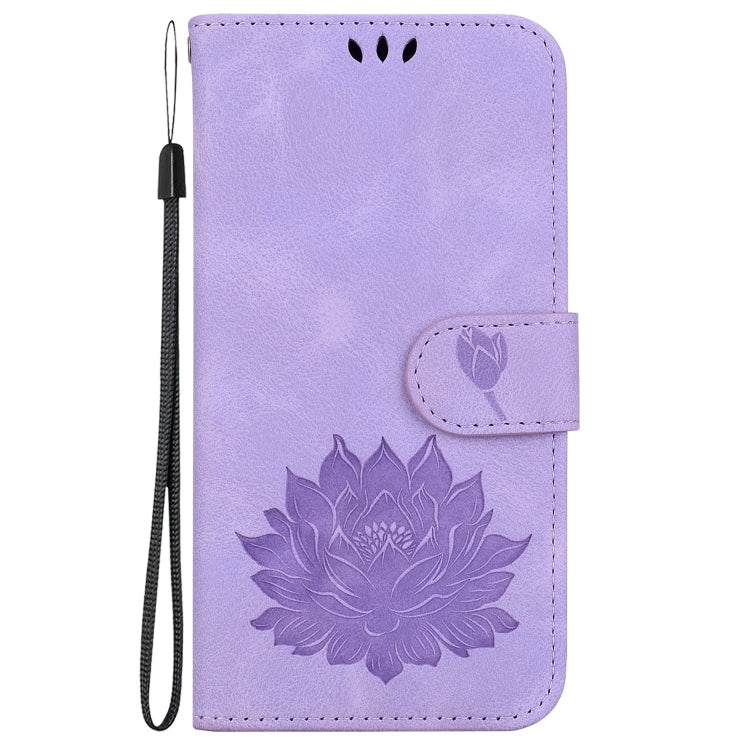 For Google Pixel 9 Lotus Embossed Leather Phone Case(Purple) - Google Cases by PMC TechLife | Online Shopping South Africa | PMC TechLife | Buy Now Pay Later Mobicred