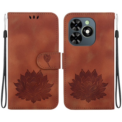 For Tecno Spark G0 2024 / Spark 20 Lotus Embossed Leather Phone Case(Brown) - Tecno Cases by PMC Jewellery | Online Shopping South Africa | PMC Jewellery | Buy Now Pay Later Mobicred