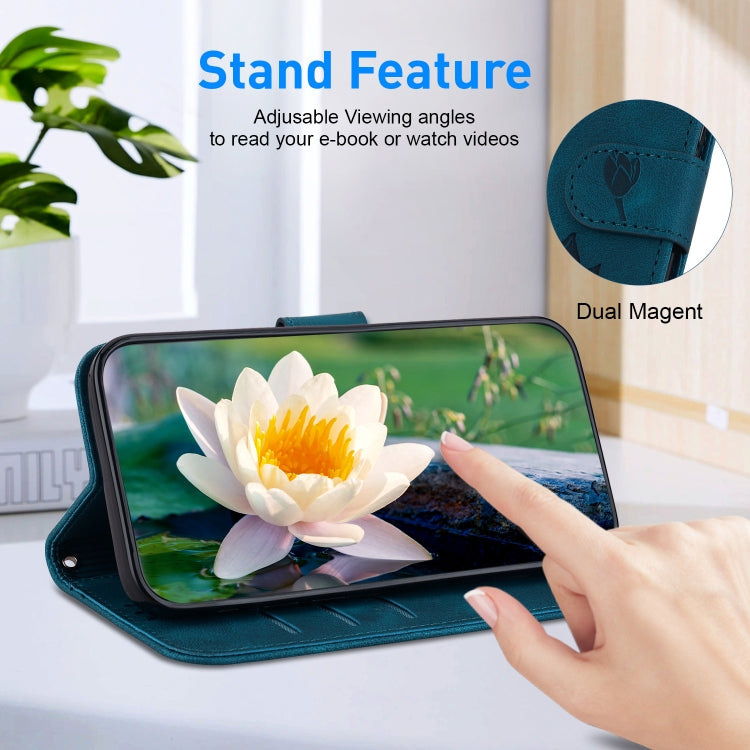 For Tecno Spark G0 2024 / Spark 20 Lotus Embossed Leather Phone Case(Dark Blue) - Tecno Cases by PMC Jewellery | Online Shopping South Africa | PMC Jewellery | Buy Now Pay Later Mobicred