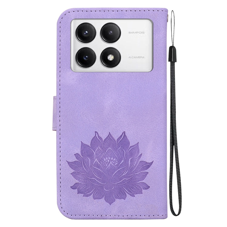 For Redmi K70 / K70 Pro Lotus Embossed Leather Phone Case(Purple) - K70 Cases by PMC Jewellery | Online Shopping South Africa | PMC Jewellery | Buy Now Pay Later Mobicred