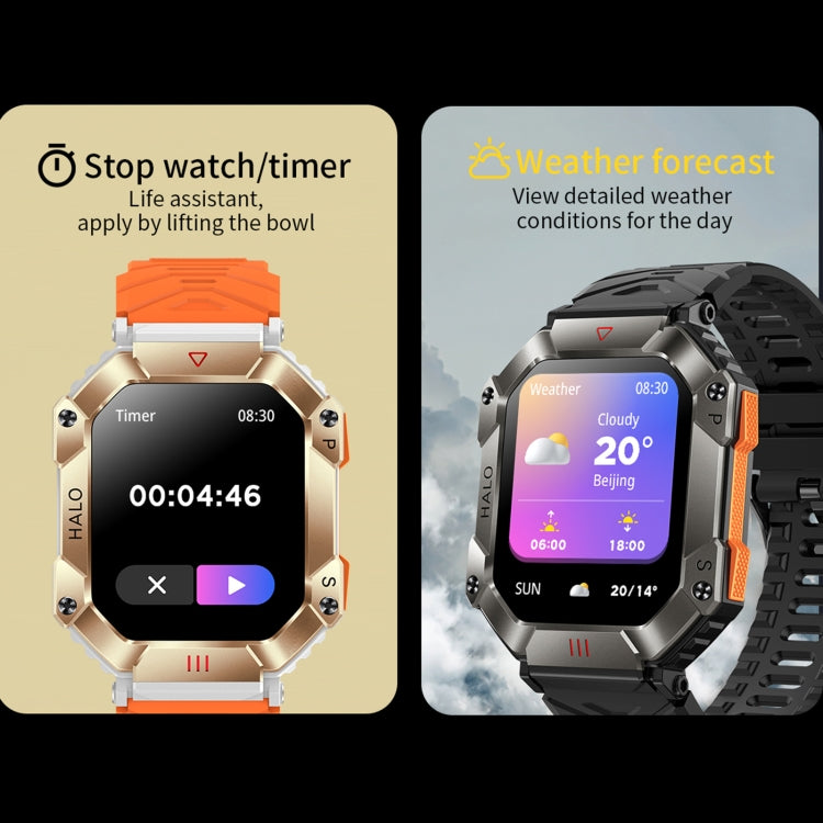 KR80 2.0 inch BT5.1 IP67 Sport Smart Watch, Support Bluetooth Call / Sleep / Blood Oxygen / Heart Rate / Blood Pressure Health Monitor(White+Orange) - Smart Watches by PMC Jewellery | Online Shopping South Africa | PMC Jewellery | Buy Now Pay Later Mobicred