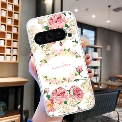 For Google Pixel 9 Colored Drawing Pattern Transparent TPU Phone Case(Rose) - Google Cases by PMC Jewellery | Online Shopping South Africa | PMC Jewellery | Buy Now Pay Later Mobicred