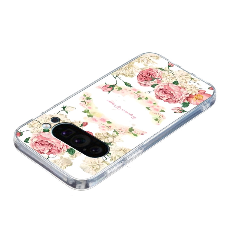 For Google Pixel 9 Colored Drawing Pattern Transparent TPU Phone Case(Rose) - Google Cases by PMC Jewellery | Online Shopping South Africa | PMC Jewellery | Buy Now Pay Later Mobicred