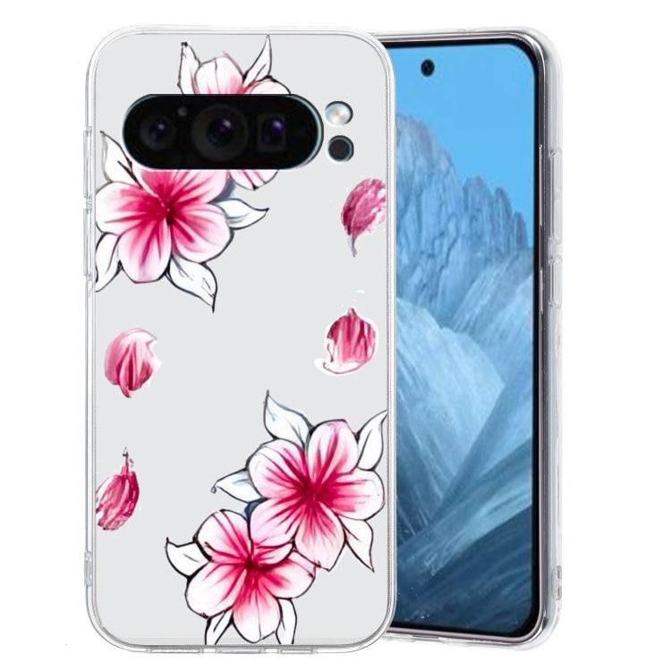 For Google Pixel 9 Pro Colored Drawing Pattern Transparent TPU Phone Case(Sakura) - Google Cases by PMC TechLife | Online Shopping South Africa | PMC TechLife | Buy Now Pay Later Mobicred