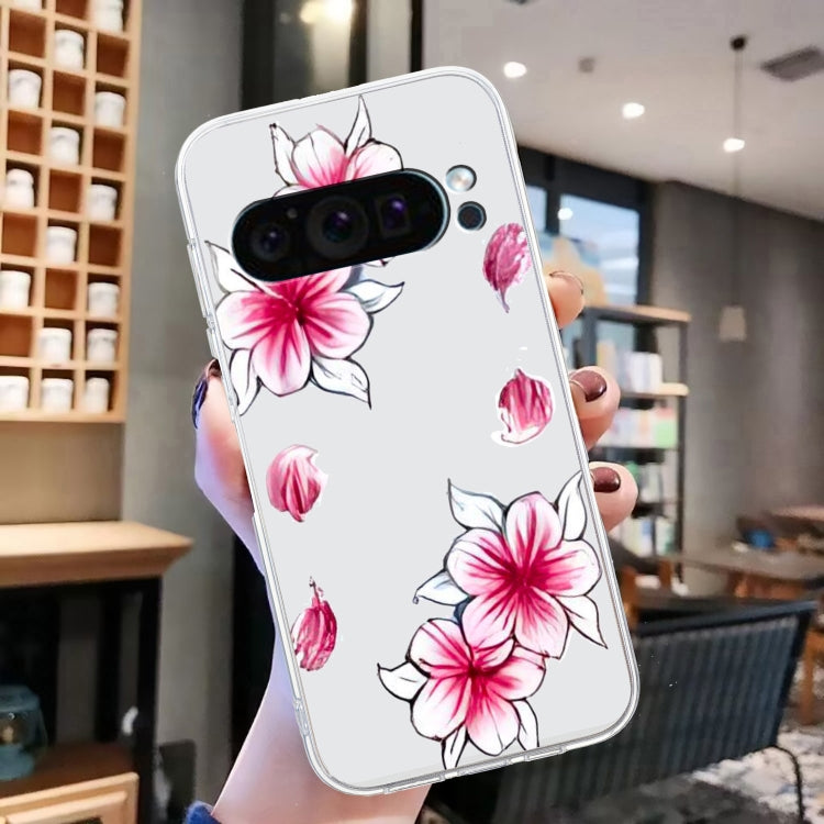 For Google Pixel 9 Pro Colored Drawing Pattern Transparent TPU Phone Case(Sakura) - Google Cases by PMC TechLife | Online Shopping South Africa | PMC TechLife | Buy Now Pay Later Mobicred