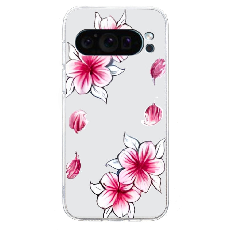 For Google Pixel 9 Pro Colored Drawing Pattern Transparent TPU Phone Case(Sakura) - Google Cases by PMC TechLife | Online Shopping South Africa | PMC TechLife | Buy Now Pay Later Mobicred