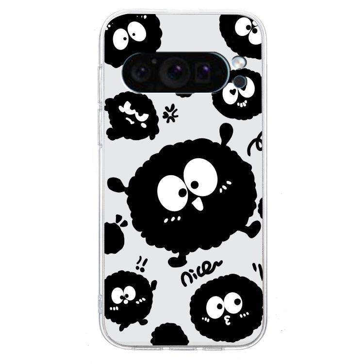 For Google Pixel 9 Pro Colored Drawing Pattern Transparent TPU Phone Case(Black Eye) - Google Cases by PMC Jewellery | Online Shopping South Africa | PMC Jewellery | Buy Now Pay Later Mobicred