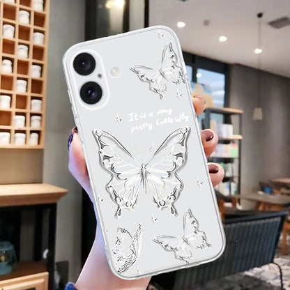 For iPhone 16 Colored Drawing Pattern Transparent TPU Phone Case(Butterflies) - iPhone 16 Cases by PMC Jewellery | Online Shopping South Africa | PMC Jewellery | Buy Now Pay Later Mobicred