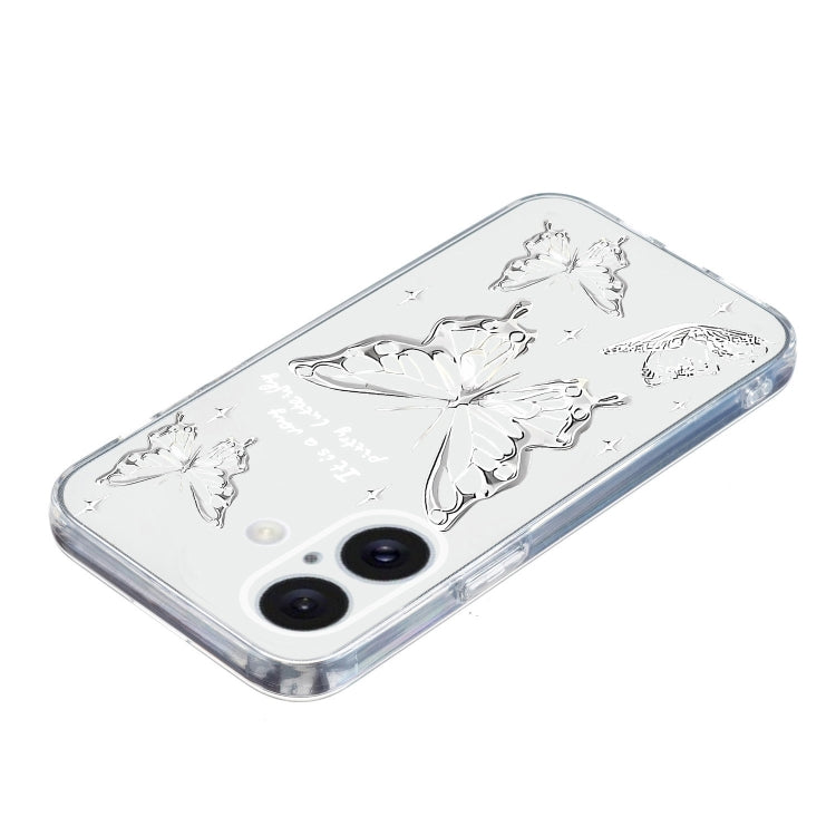 For iPhone 16 Colored Drawing Pattern Transparent TPU Phone Case(Butterflies) - iPhone 16 Cases by PMC Jewellery | Online Shopping South Africa | PMC Jewellery | Buy Now Pay Later Mobicred