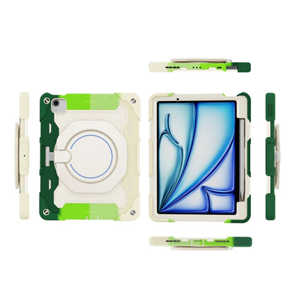 For iPad Air 11 2024 Armor Portable Rotating Ring Holder Silicone Tablet Case with Pen Slot(Colorful Green) - iPad Air 11 2024 Cases by PMC Jewellery | Online Shopping South Africa | PMC Jewellery | Buy Now Pay Later Mobicred