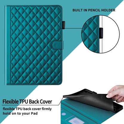 For Lenovo Tab M11 / Xiaoxin Pad 11 2024 Rhombus Lattice Leather Tablet Case(Dark Green) - Lenovo by PMC Jewellery | Online Shopping South Africa | PMC Jewellery | Buy Now Pay Later Mobicred