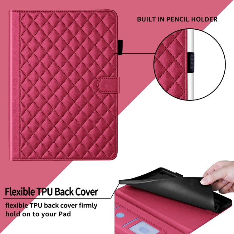 For Lenovo Xiaoxin Pad Pro 12.7 2023 Rhombus Lattice Leather Tablet Case(Red) - Lenovo by PMC TechLife | Online Shopping South Africa | PMC TechLife | Buy Now Pay Later Mobicred