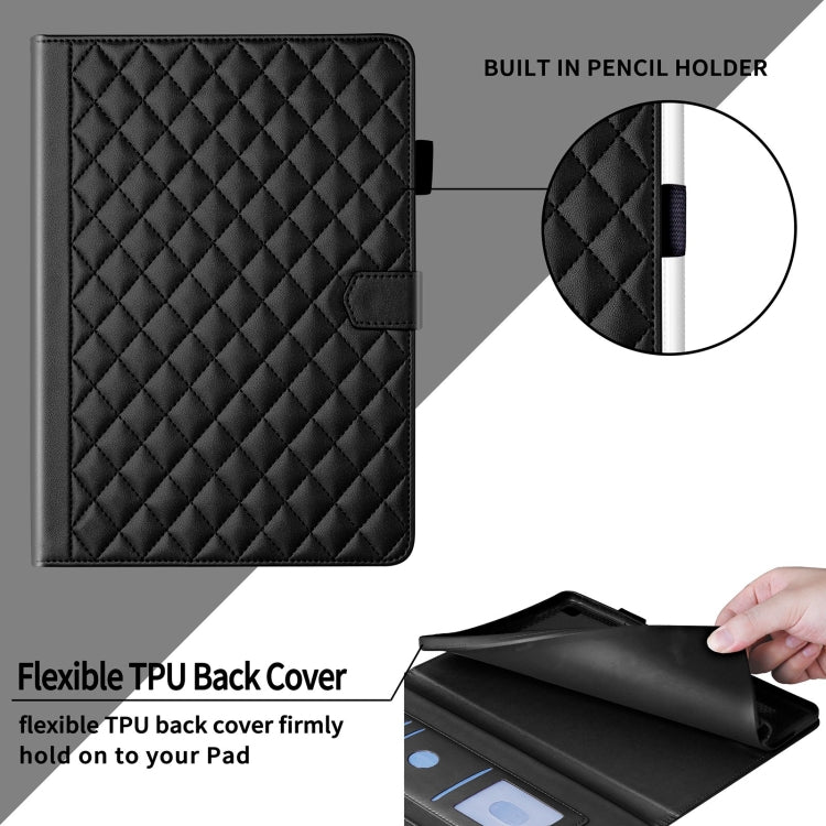 For Lenovo Xiaoxin Pad Pro 11.5 2023 Rhombus Lattice Leather Tablet Case(Black) - Lenovo by PMC TechLife | Online Shopping South Africa | PMC TechLife | Buy Now Pay Later Mobicred