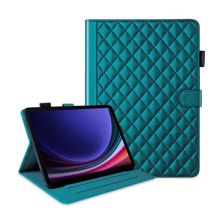 For Samsung Galaxy Tab S9 FE+ / S9+ Rhombus Lattice Leather Tablet Case(Dark Green) - Galaxy Tab S9 FE+ by PMC Jewellery | Online Shopping South Africa | PMC Jewellery | Buy Now Pay Later Mobicred