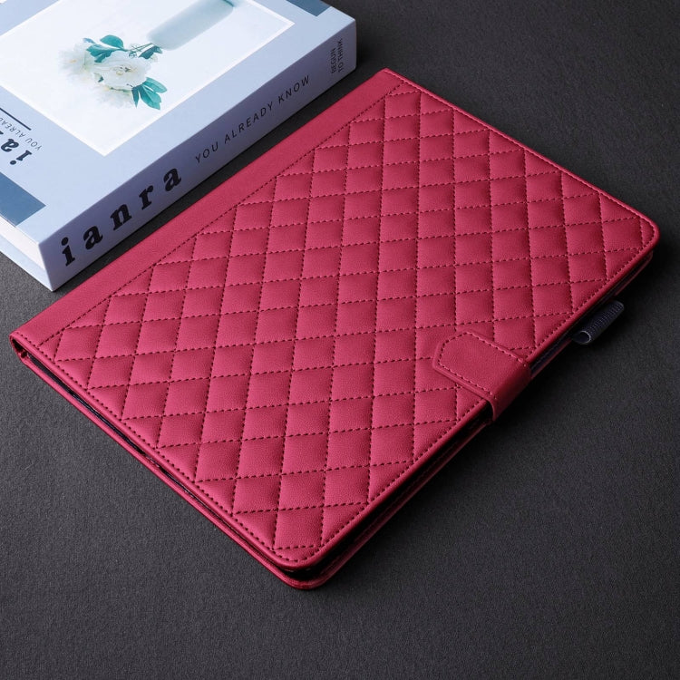 For Samsung Galaxy Tab S9 FE / S9 Rhombus Lattice Leather Tablet Case(Red) - Galaxy Tab S9 FE by PMC Jewellery | Online Shopping South Africa | PMC Jewellery | Buy Now Pay Later Mobicred