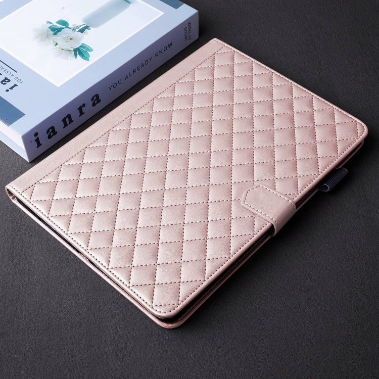 For Amazon Kindle Fire HD10 2023 Rhombus Lattice Leather Tablet Case(Rose Gold) - Amazon by PMC TechLife | Online Shopping South Africa | PMC TechLife | Buy Now Pay Later Mobicred