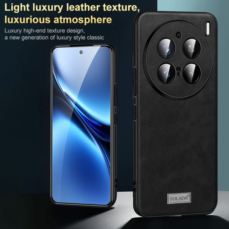For vivo X100 Ultra SULADA Shockproof TPU + Handmade Leather Phone Case(Black) - free shipping - PMC Jewellery - Order now!