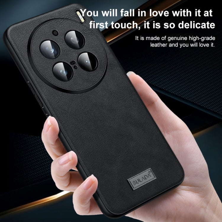 For vivo X100 SULADA Shockproof TPU + Handmade Leather Phone Case(Blue) - vivo Cases by SULADA | Online Shopping South Africa | PMC Jewellery | Buy Now Pay Later Mobicred