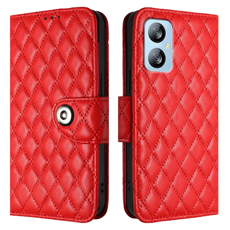 For Blackview A52 Rhombic Texture Flip Leather Phone Case with Lanyard(Red) - More Brand by PMC Jewellery | Online Shopping South Africa | PMC Jewellery | Buy Now Pay Later Mobicred