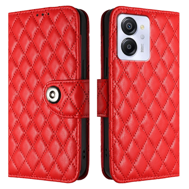 For Blackview Color 8 Rhombic Texture Flip Leather Phone Case with Lanyard(Red) - More Brand by PMC TechLife | Online Shopping South Africa | PMC TechLife | Buy Now Pay Later Mobicred