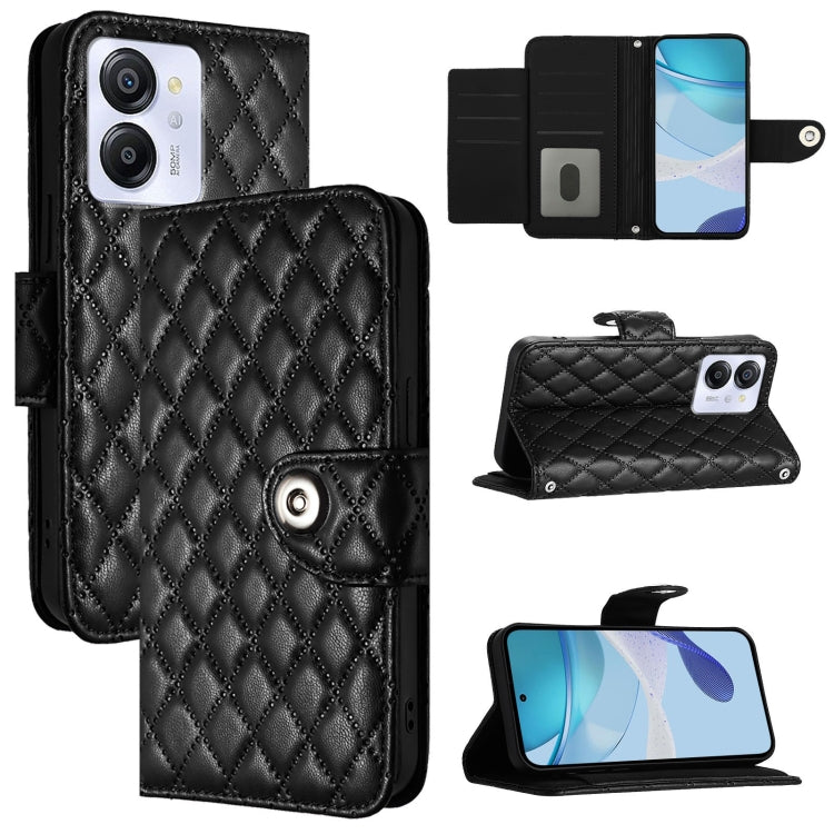 For Blackview Color 8 Rhombic Texture Flip Leather Phone Case with Lanyard(Black) - More Brand by PMC Jewellery | Online Shopping South Africa | PMC Jewellery | Buy Now Pay Later Mobicred