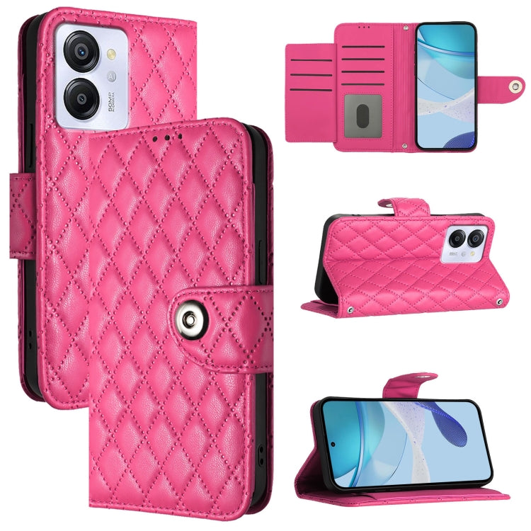 For Blackview Color 8 Rhombic Texture Flip Leather Phone Case with Lanyard(Rose Red) - More Brand by PMC Jewellery | Online Shopping South Africa | PMC Jewellery | Buy Now Pay Later Mobicred