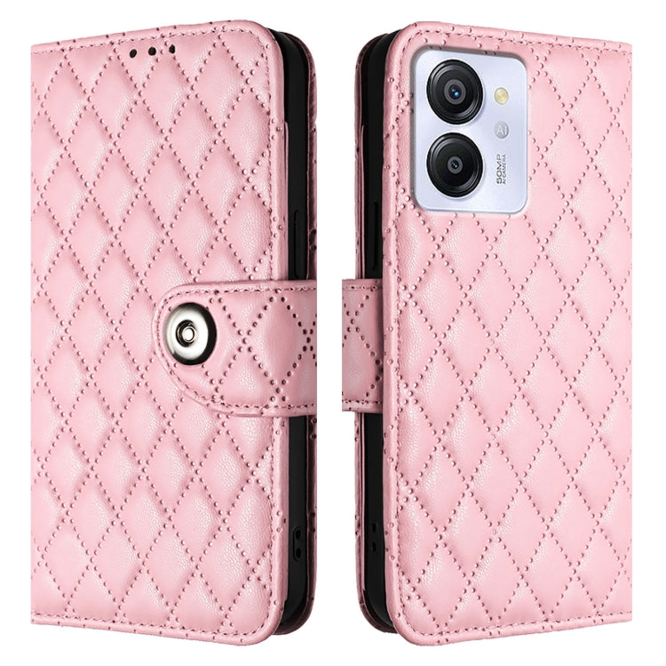 For Blackview Color 8 Rhombic Texture Flip Leather Phone Case with Lanyard(Pink) - More Brand by PMC TechLife | Online Shopping South Africa | PMC TechLife | Buy Now Pay Later Mobicred