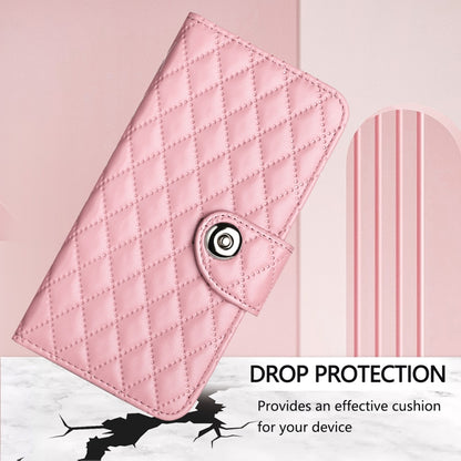 For Blackview Color 8 Rhombic Texture Flip Leather Phone Case with Lanyard(Pink) - More Brand by PMC Jewellery | Online Shopping South Africa | PMC Jewellery | Buy Now Pay Later Mobicred