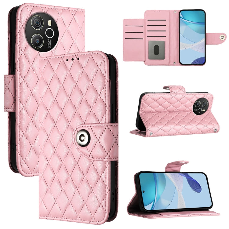 For Blackview Shark 8 Rhombic Texture Flip Leather Phone Case with Lanyard(Pink) - More Brand by PMC TechLife | Online Shopping South Africa | PMC TechLife | Buy Now Pay Later Mobicred
