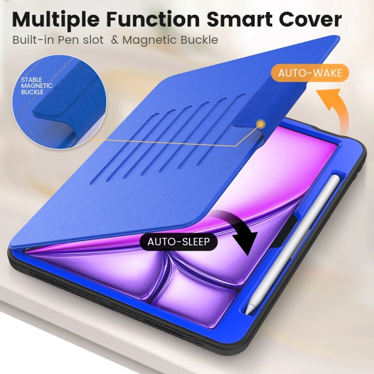 For iPad Air 11 2025 / 2024 Smart B Magnetic Holder Leather Tablet Case(Blue) - iPad Air 11 2025 / 2024 Cases by PMC TechLife | Online Shopping South Africa | PMC TechLife | Buy Now Pay Later Mobicred