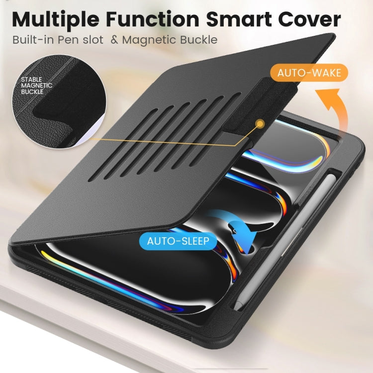 For iPad Pro 11 2024 Smart B Magnetic Holder Leather Tablet Case(Black) - iPad Pro 11 2024 Cases by PMC TechLife | Online Shopping South Africa | PMC TechLife | Buy Now Pay Later Mobicred