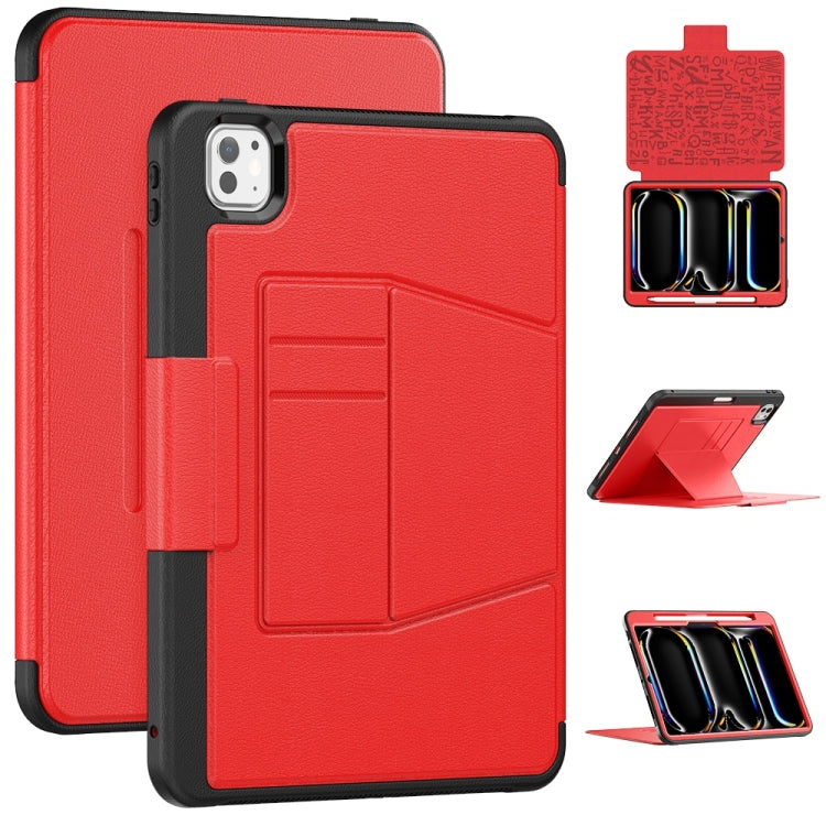 For iPad Pro 11 2024 Smart B Magnetic Holder Leather Tablet Case(Red) - iPad Pro 11 2024 Cases by PMC Jewellery | Online Shopping South Africa | PMC Jewellery | Buy Now Pay Later Mobicred