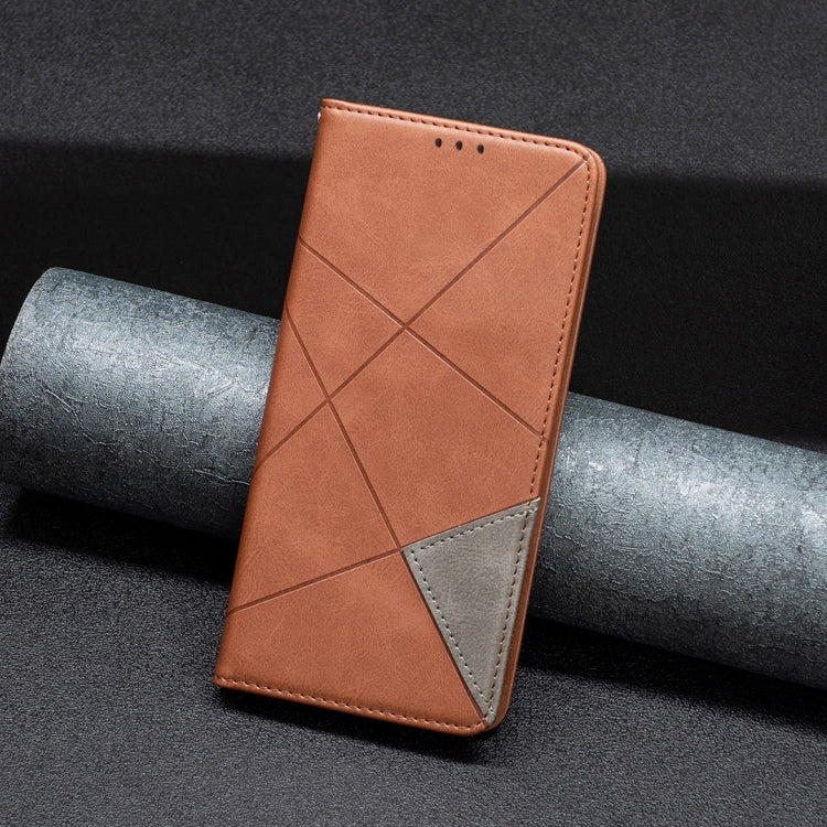 For Samsung Galaxy S25+ 5G Rhombus Texture Magnetic Leather Phone Case(Brown) - Galaxy S25+ 5G Cases by PMC Jewellery | Online Shopping South Africa | PMC Jewellery | Buy Now Pay Later Mobicred