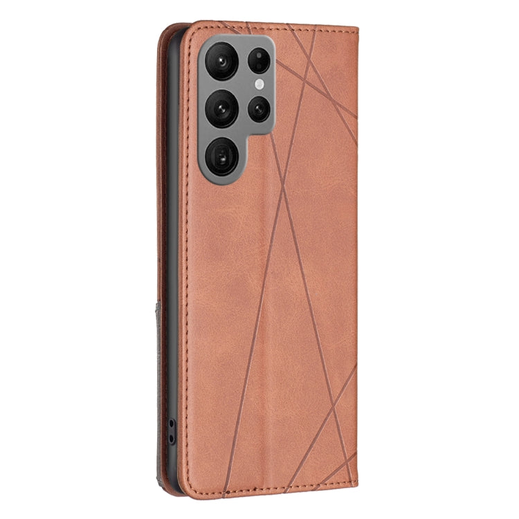 For Samsung Galaxy S25 Ultra 5G Rhombus Texture Magnetic Leather Phone Case(Brown) - Galaxy S25 Ultra 5G Cases by PMC Jewellery | Online Shopping South Africa | PMC Jewellery | Buy Now Pay Later Mobicred