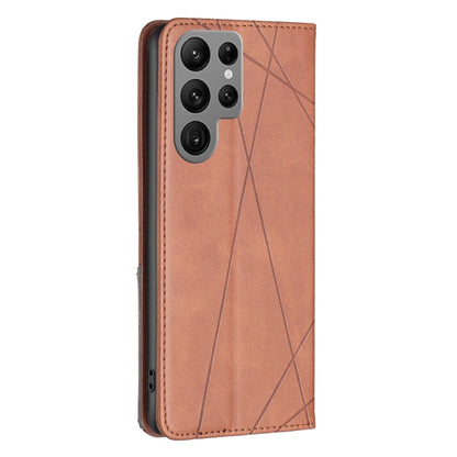 For Samsung Galaxy S25 Ultra 5G Rhombus Texture Magnetic Leather Phone Case(Brown) - Galaxy S25 Ultra 5G Cases by PMC Jewellery | Online Shopping South Africa | PMC Jewellery | Buy Now Pay Later Mobicred