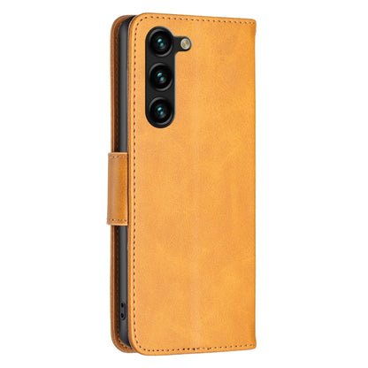 For Samsung Galaxy S25+ 5G Lambskin Texture Pure Color Flip Leather Phone Case(Yellow) - Galaxy S25+ 5G Cases by PMC Jewellery | Online Shopping South Africa | PMC Jewellery | Buy Now Pay Later Mobicred