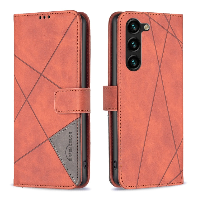 For Samsung Galaxy S25+ 5G Magnetic Buckle Rhombus Texture Leather Phone Case(Brown) - Galaxy S25+ 5G Cases by PMC Jewellery | Online Shopping South Africa | PMC Jewellery | Buy Now Pay Later Mobicred