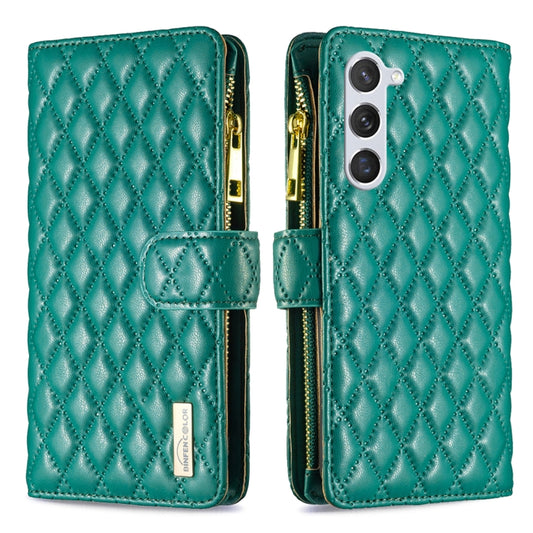 For Samsung Galaxy S25+ 5G Diamond Lattice Zipper Wallet Leather Flip Phone Case(Green) - Galaxy S25+ 5G Cases by PMC Jewellery | Online Shopping South Africa | PMC Jewellery | Buy Now Pay Later Mobicred