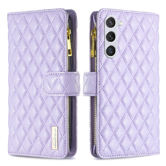 For Samsung Galaxy S25+ 5G Diamond Lattice Zipper Wallet Leather Flip Phone Case(Purple) - Galaxy S25+ 5G Cases by PMC Jewellery | Online Shopping South Africa | PMC Jewellery | Buy Now Pay Later Mobicred