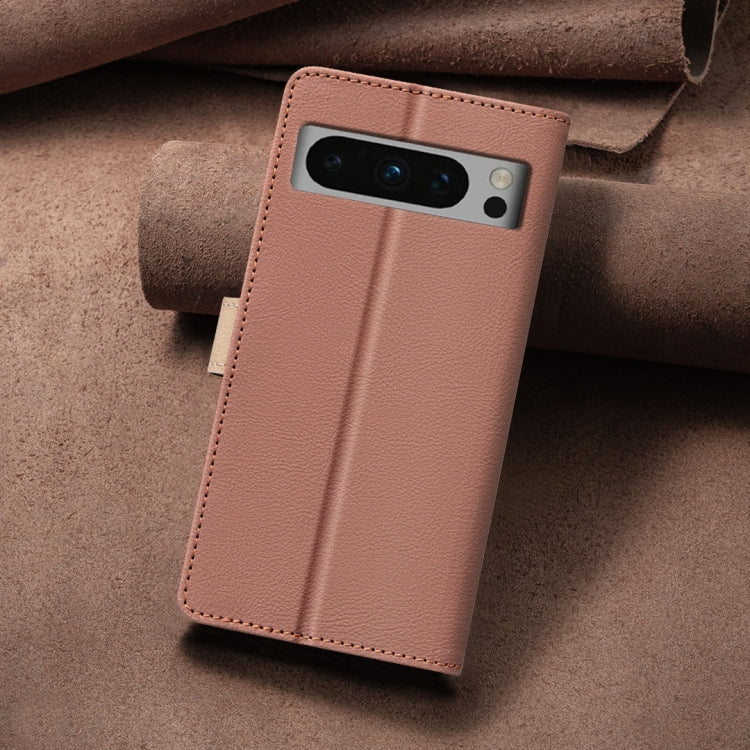 For Google Pixel 9 Pro Color Matching RFID Anti-theft Leather Phone Case(Brown) - Google Cases by PMC Jewellery | Online Shopping South Africa | PMC Jewellery | Buy Now Pay Later Mobicred