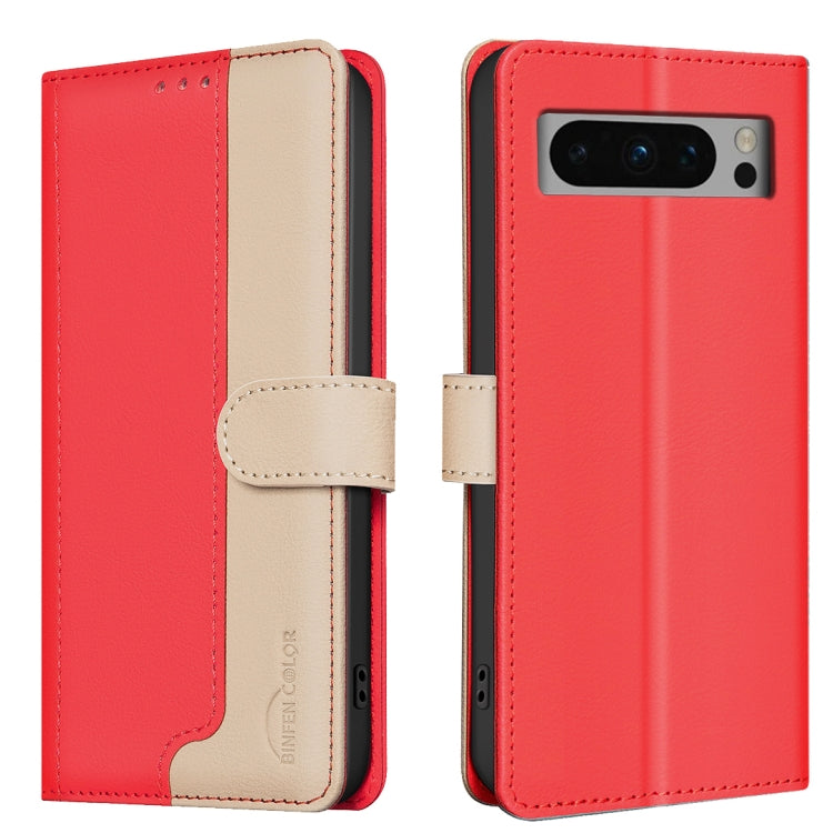 For Google Pixel 9 Pro Color Matching RFID Anti-theft Leather Phone Case(Red) - Google Cases by PMC TechLife | Online Shopping South Africa | PMC TechLife | Buy Now Pay Later Mobicred