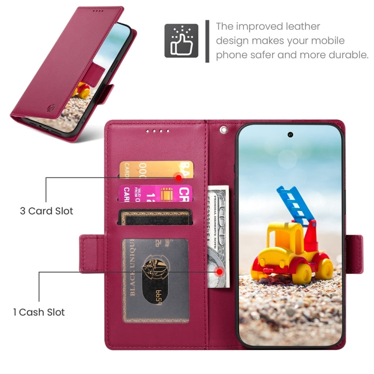 For Google Pixel 9 Pro Side Buckle Magnetic Frosted Leather Phone Case(Wine Red) - Google Cases by PMC TechLife | Online Shopping South Africa | PMC TechLife | Buy Now Pay Later Mobicred