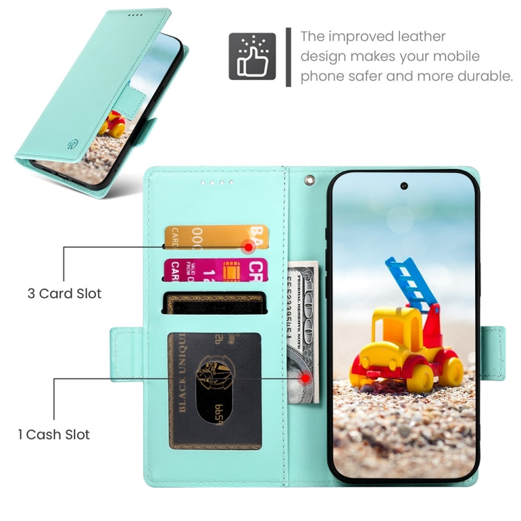 For Google Pixel 9 Pro Side Buckle Magnetic Frosted Leather Phone Case(Mint Green) - Google Cases by PMC TechLife | Online Shopping South Africa | PMC TechLife | Buy Now Pay Later Mobicred