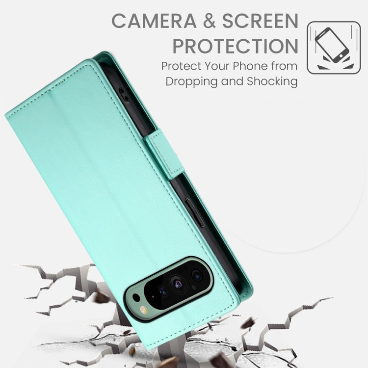 For Google Pixel 9 Side Buckle Magnetic Frosted Leather Phone Case(Mint Green) - Google Cases by PMC Jewellery | Online Shopping South Africa | PMC Jewellery | Buy Now Pay Later Mobicred