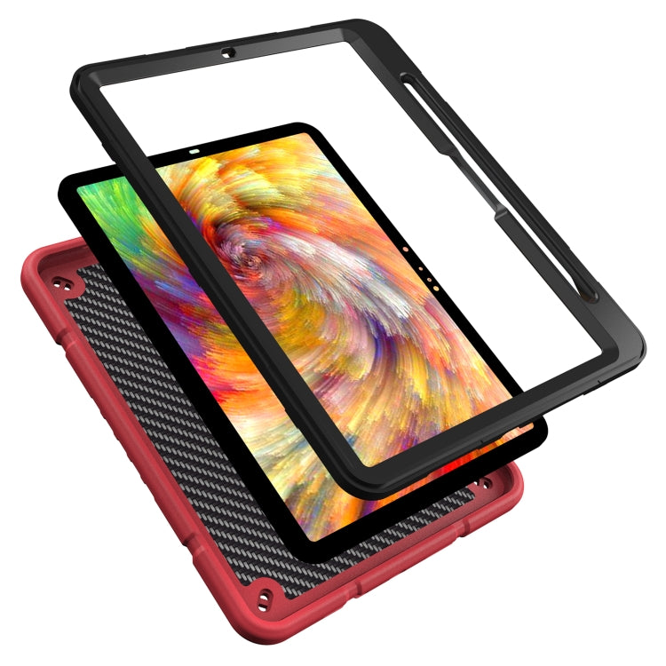 For iPad Pro 11 2024 Armor Holder Silicone Hybrid PC Tablet Case(Red Black) - iPad Pro 11 2024 Cases by PMC TechLife | Online Shopping South Africa | PMC TechLife | Buy Now Pay Later Mobicred