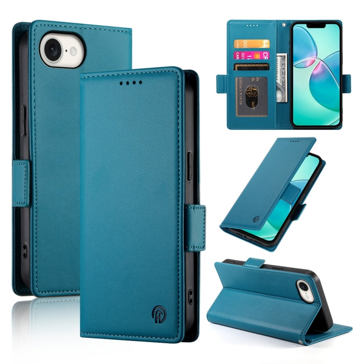 For iPhone SE 2024 Side Buckle Magnetic Frosted Leather Phone Case(Blue) - More iPhone Cases by PMC Jewellery | Online Shopping South Africa | PMC Jewellery | Buy Now Pay Later Mobicred