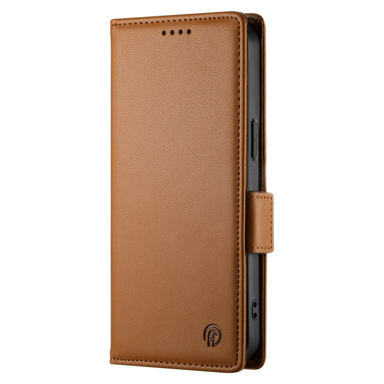 For iPhone 16 Pro Side Buckle Magnetic Frosted Leather Phone Case(Brown) - iPhone 16 Pro Cases by PMC Jewellery | Online Shopping South Africa | PMC Jewellery | Buy Now Pay Later Mobicred